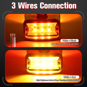 Feux de gabarit double face 12 LED ambre/rouge pour camions et remorques, feux de dégagement à fixer sur les ailes pour camions lourds 12V, semi-remorques, IP67 - Product Image 2