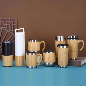 Custom Logo 450Ml Stainless Steel Tumbler Wholesale Wooden <b>Bamboo</b> Travel Coffee <b>Mug</b> - Product Image 6
