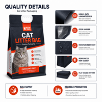 Sac d'emballage pour aliments pour animaux de compagnie avec logo personnalisé, sachet plat à fond plat avec fermeture éclair, recyclable, impression flexo, finition mate pour aliments secs pour chats
