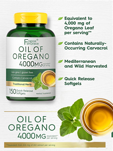 Suplemento de aceite de orégano personalizado debido a sus propiedades diuréticas que apoyan el sistema inmunológico Aceite de orégano Softgels 150 Softgels - Product Image 3