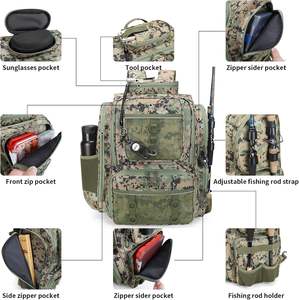 Échantillon gratuit sac à outils de pêche, tissu en nylon 1000D avec dos en PVC, résistant à l'eau, plusieurs poches de rangement - Product Image 4