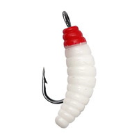 Appât de pêche souple artificiel en forme de larve bionique avec hameçon, larve en plastique lumineuse pour truite, perche, poisson-chaudron, carpe