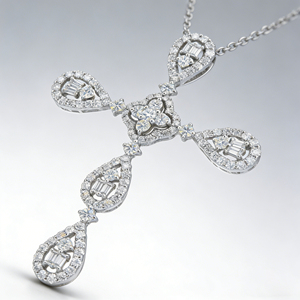 CUSTOM SILVER 10K/14K/18K GOLD PLATED LAB GROWN CVD DIAMOND CLASSIC ENGAGEMENT <b>GIFT</b> SWEATER CHAIN NECKLACE CROSS PENDANT - Product Image 4