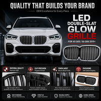 Calandre avant lumineuse à LED style Iconic Glow pour BMW G05 G06 2020+ finition miroir double lamelles B2B