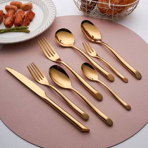 Best Sale Gold Cutlery Set Modern Western 18/0 Stainless Steel Dinner Fork Spoon Cutlery <b>Flatware</b> Set for Restaurant - Product Image 4