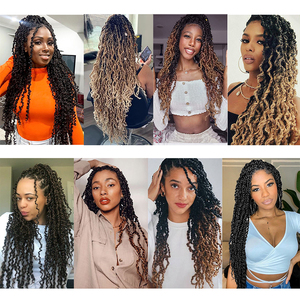 Tresses synthétiques au <span class=keywords><strong>Crochet</strong></span>, chevelure bouclée et douce avec Passion pre-bouclée, brune Blonde, ombré, coiffure sénégalaise - Product Image 6