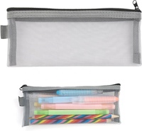 Sac à crayons en maille transparente en gros, pochette à documents en nylon avec fermeture éclair, grande capacité, logo personnalisé pour l'école et le bureau