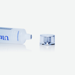 Tube souple translucide blanc en LDPE, texte bleu personnalisé, impression sérigraphique, bouchon à vis transparent argenté, cosmétique - Product Image 5