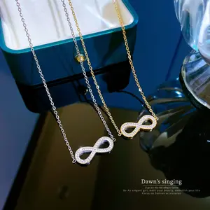 Großhandel Mode 18 Karat vergoldet Unendlichkeit Symbol Anhänger Halskette Edelstahl Schmuck für Frauen