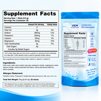 Sachets de poudre d'électrolytes pour adultes, fournissant de l'énergie, pour les événements sportifs, hydratation, sans sucre, différentes saveurs, 20 sticks, OEM HALAL