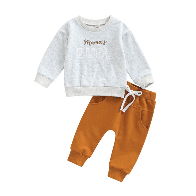 MAMA'S BUBS Baby Boy Letter Pullover Sweatshirt Pant Set