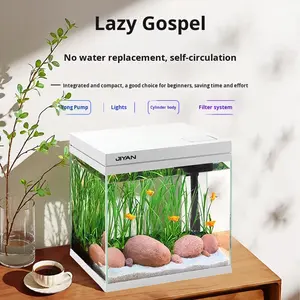 <span class=keywords><strong>Aquarium</strong></span> en verre rectangulaire ultra-clair <span class=keywords><strong>pour</strong></span> usage domestique, configuration écologique de bureau, <span class=keywords><strong>filtre</strong></span> intégré, pas de changement <span class=keywords><strong>d</strong></span>'eau requis, économe en énergie - Product Image 1