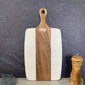 Tabla de cortar de mármol y madera de acacia con asa - Elegante tabla para servir queso/bistec - Product Image 2