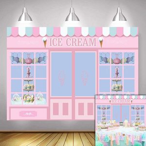 7x5FT Glace Crème Toile De <span class=keywords><strong>Fond</strong></span> du Parti Mignon Rose Photo <span class=keywords><strong>Studio</strong></span> Salon Porte Fenêtre Gâteau Princesse Fête D'anniversaire Bannière Papier Peint - Product Image 2