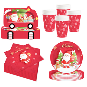 Ensemble de vaisselle de Noël personnalisé DAMAI comprenant des assiettes en papier en forme de voiture, des gobelets et des serviettes pour la décoration de table de fête de Noël - Product Image 5