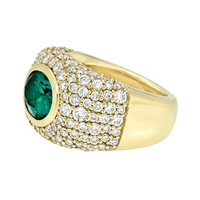 Gemnel Neuheiten Designer Messing Eternity-Stil Ring Gold Vermeil Ovaler Zirkon Mittelstein Anpassbare Farbe Breiter Bandring Chunky Ring