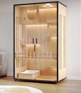 USMILEPET-Recinto para gatos grande de <span class=keywords><strong>madera</strong></span> con ruedas, Casa con varias características para interior - Product Image 4