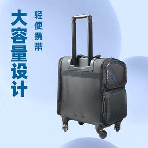 <b>Professional</b> <b>Makeup</b> Trolley Case Large Capacity Nylon Cosmetic <b>Bag</b> With Wheels For Home Storage And Travel Black Solid Color - Product Image 3