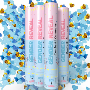 Cannone Portatile per Rivelazione del Sesso con Coriandoli a Forma di Cuore, Polvere Colorata Rosa e Blu, Cannoncini per Feste di Rivelazione del Sesso - Product Image 5