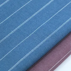 China supplier suit polyester stripe fabric stripe designer yarn dyed blend rayon polyester cotton fabric for clothing