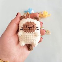Porte-clés Amigurumi chat au crochet fait main, en peluche douce, design dessin animé, portable, mignon, breloque de sac, décoration, cadeau