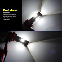 NAO Lampu Kabut Mobil H11 LED, HB4 9006 HB3 9005 H10 H8 H16 5202 H9 2835SMD 1300LM 12V Lampu Lari Otomatis Putih 6000K
