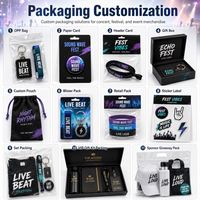 Pack de marchandises personnalisées pour fan club avec casquette, t-shirt, sac fourre-tout, porte-clés, autocollants et badges pour la promotion musicale