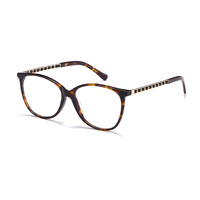 Montures optiques en acétate, design classique noir à chaîne, détail en cuir tressé, pour femmes, prêtes pour la prescription 2047