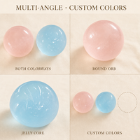 Balle anti-stress en TPR translucide rose, aspect pierre précieuse, jouet souple en forme de boule de cristal pour enfants, adolescents et adultes - Vente en gros