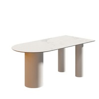 Table à manger semi-circulaire de luxe blanc crème 2026 pour espaces compacts