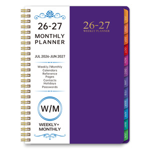 Agenda/Journal personnalisé imprimé sur mesure avec intercalaires mensuels colorés, carnet de planification hebdomadaire et mensuelle à spirale en PU rigide, juillet 2026 - <span class=keywords><strong>juin</strong></span> 2027 - Product Image 4