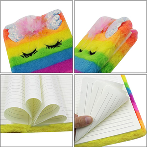 Nuova cancelleria creativa materiale scolastico copertina in peluche unicorno diario promozionale ragazze copertina rigida quaderno carino diario - Product Image 2