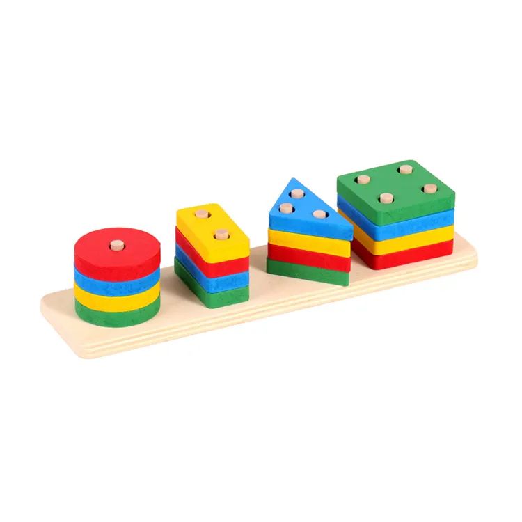 Jouets en bois personnalisés formes géométriques blocs de reconnaissance des couleurs éducatifs pour la petite enfance préscolaire pour les tout-petits