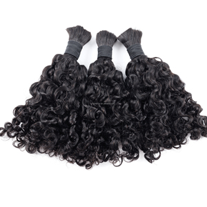 100 g/paquete de cabello humano Remy rizado birmano negro Natural cabello trenzado a granel para trenzas bohemias paquetes de cabello bohemio sin trama - Product Image 1
