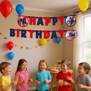 Bannière jetable rectangulaire en plastique, thème Spiderman, pour fête d'anniversaire, motif dessin animé populaire, 2M, imprimée numériquement en 4 couleurs, 2 - Product Image 2