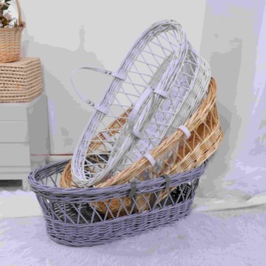 <strong>Classic</strong> Handmade Wicker Moses Basket Lightweight Breathable Baby Cradle with Reinforced Handle Portable Bassinet for Newborn - Product Image 5