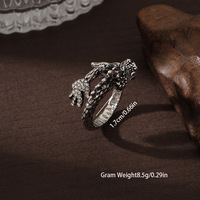 Bijoux de haute qualité ouvert taille réglable Vintage Dragon Designs bague italienne 925 bagues en argent Sterling pour hommes