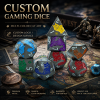 Ensemble de 7 dés polyédriques en métal noir, style chat arc-en-ciel, pour D&D, RPG, jeux de rôle, bar, fête, jeu de table, Dungeons and Dragons