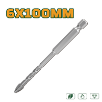 IMPEGNI 5Pcs Mata Bor Ujung Silang Hex Shank 5-12mm Tungsten Carbide untuk Ubin, Batu, Kaca, Keramik, Pembuka Lubang