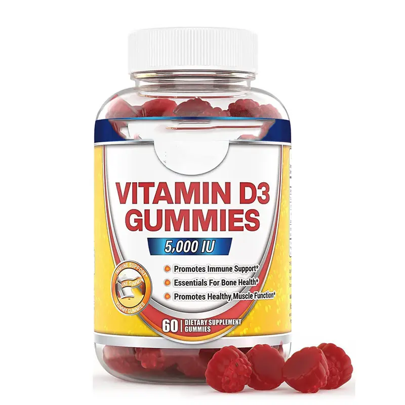 Private Label Vegan Vitamin D3 Gummies Gluten Free Great Taste for Healthy Bones, Mood & Immune System Function