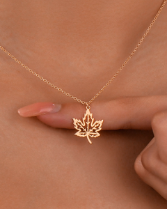 Collar De Hoja De Arce Collares De Acero Inoxidable Collar De Hoja PVD Chapado En Oro Joyería Collar De Hoja De Otoño - Product Image 5