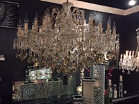 Lampes suspendues en verre k9 cristal maria theresa lustre or banquet salle lumière asfour lustres en cristal mariage
