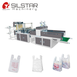 high speed nylon HDPE LDPE hot cutting bio degrdable t-shirt plastic garbage bag making machine automatic