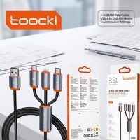 Câble de charge tressé multi-interface Toocki 3-en-1 à charge rapide, intelligent, stable et plus sûr pour téléphone et tablette