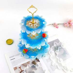 แม่พิมพ์ถาดผลไม้ทรงกลม 3 ชั้นแบบใหม่ พร้อมขาตั้ง DIY สำหรับวางขนม ถาดเค้ก แม่พิมพ์ซิลิโคนกันหยด สีขาว เป็นมิตรกับสิ่งแวดล้อม - Product Image 5