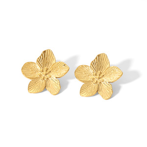 Đồ trang sức mỹ mở Cuff Stud 18K mạ vàng Vòng đeo tay và <span class=keywords><strong>Bangles</strong></span> thép không gỉ Flower Ring Earrings và <span class=keywords><strong>Bangles</strong></span> <span class=keywords><strong>Set</strong></span> cho phụ nữ - Product Image 5