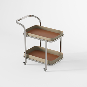 Moderne Rechthoekige Lederen Accent Tafel Stalen Frame Opslag Milieuvriendelijke Beweegbare <span class=keywords><strong>Trolley</strong></span> Voor Villa Woonkamer Entertainment - Product Image 2