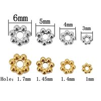 Perles entretoises en acier inoxydable plaqué or 18 carats, motif marguerite, 3mm-8mm, pour la fabrication de bijoux fantaisie - Vente en gros