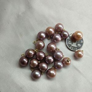 Perles d'eau douce rondes roses de 8-9 mm, perles naturelles faites à la main, perles en vrac pour bijoux DIY - Product Image 5
