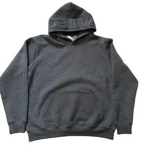 Clothing Men Latest Designer Sweatshirt Embossed Streetwear Pullover Custom Logo 3D Embossing Hoodie